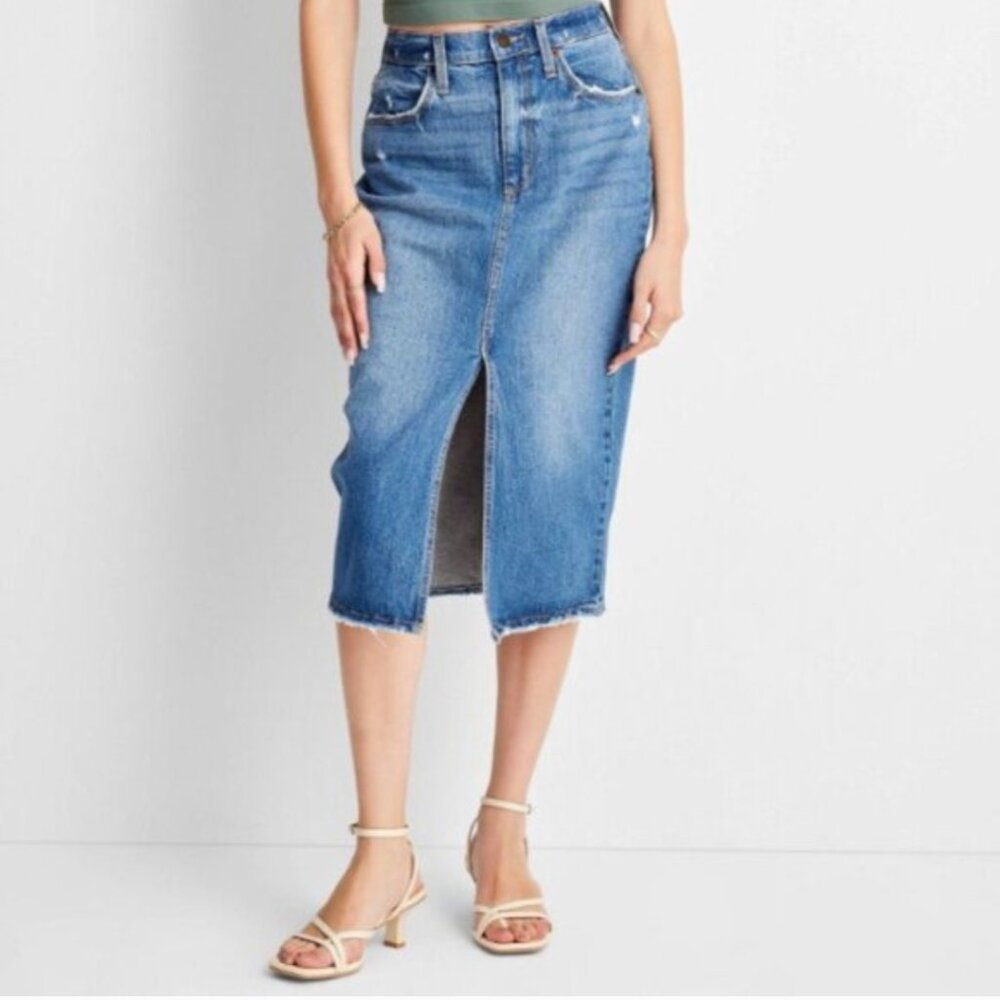 Universal Thread High-Rise Midi Jean Skirt - Picture 2 of 11